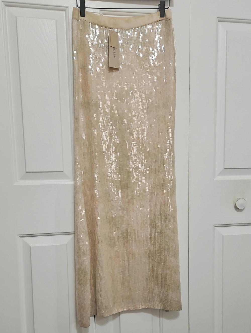 Chan Luu Sequined Chamapgne Maxi Skirt